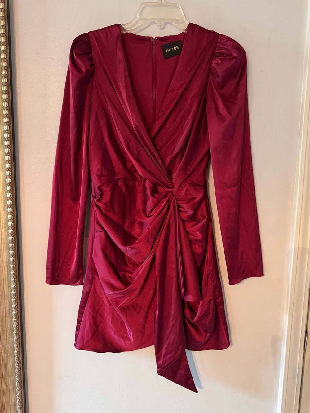 Burgundy Satin Old Money Cocktail Dress | Mob Wife Glam Holiday Party Mini Dress